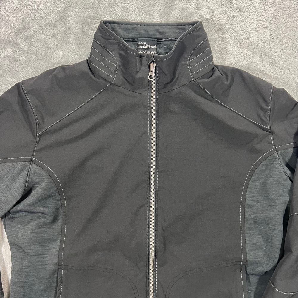 KUHL Hybrid Softshell Jacket Womens L Black Fleece Lined Stretch‎ Zip Activewear